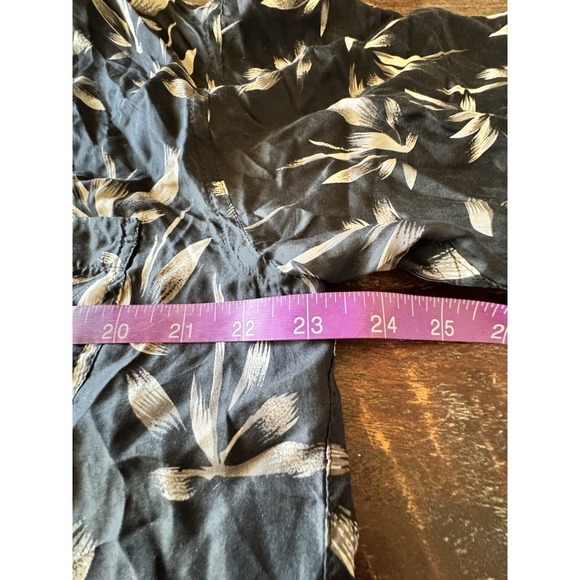 Penta Club Men's Washable Silk Short Sleeve Black Bamboo Print Shirt New Large - Picture 10 of 11